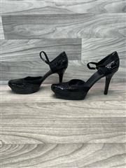 Gucci Black Leather & Suede Platform Mary Jane Heels Size 11